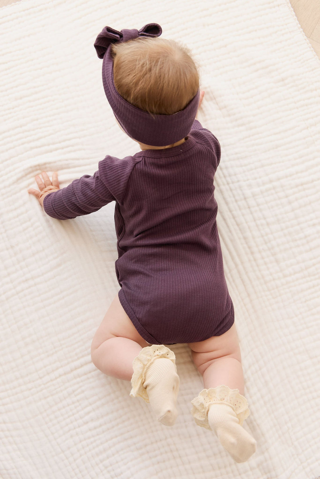 Organic Cotton Modal Marina Long Sleeve Bodysuit - Blackberry Childrens Bodysuit from Jamie Kay USA