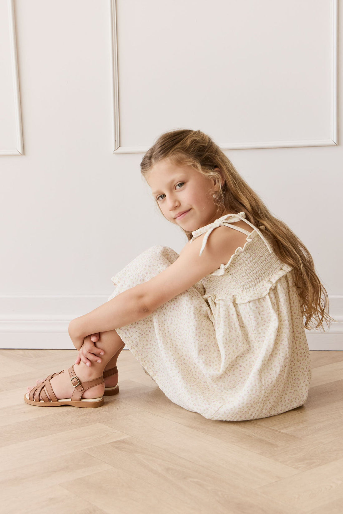 Organic Cotton Muslin Cleo Dress - Pippa Pink Childrens Dress from Jamie Kay USA