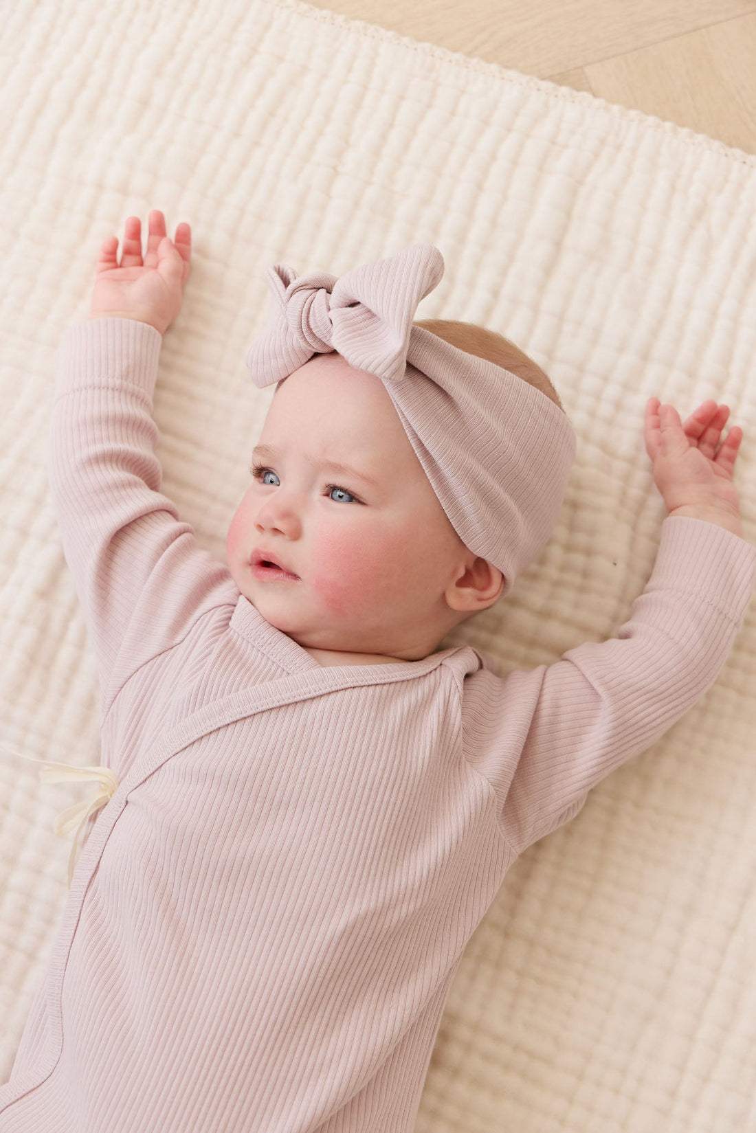 Organic Cotton Modal Marina Long Sleeve Bodysuit - Violet Tint Childrens Bodysuit from Jamie Kay USA