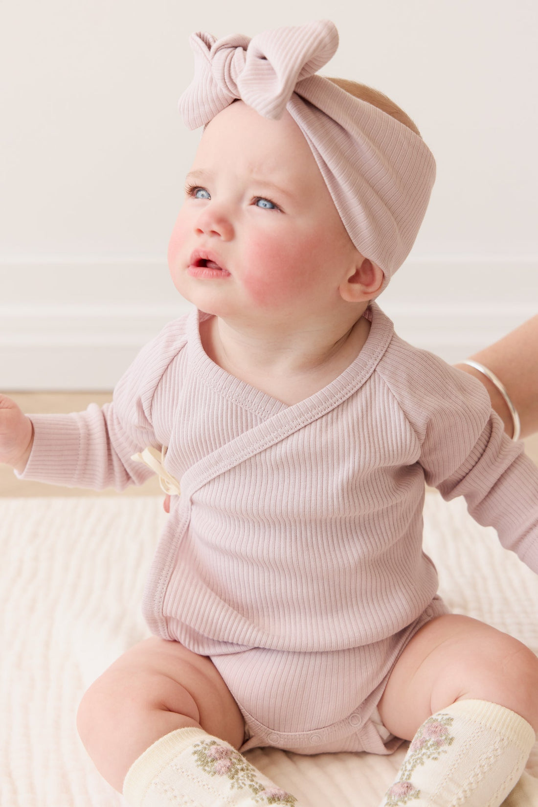 Organic Cotton Modal Marina Long Sleeve Bodysuit - Violet Tint Childrens Bodysuit from Jamie Kay USA