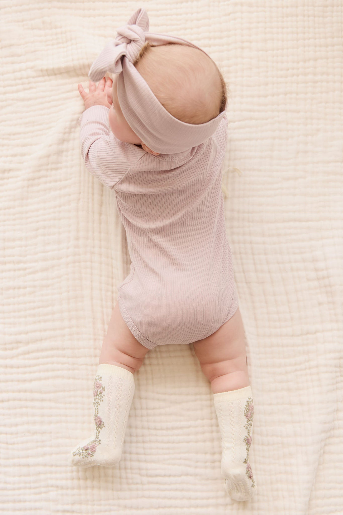 Organic Cotton Modal Marina Long Sleeve Bodysuit - Violet Tint Childrens Bodysuit from Jamie Kay USA