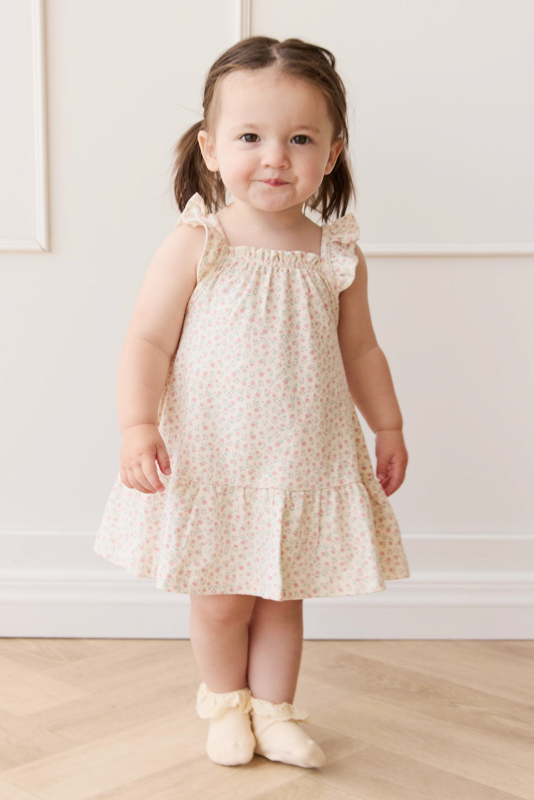 Organic Cotton Nelly Dress - Posy Garden Pink Childrens Dress from Jamie Kay USA