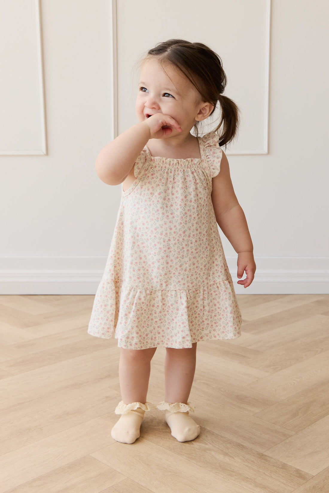 Organic Cotton Nelly Dress - Posy Garden Pink Childrens Dress from Jamie Kay USA