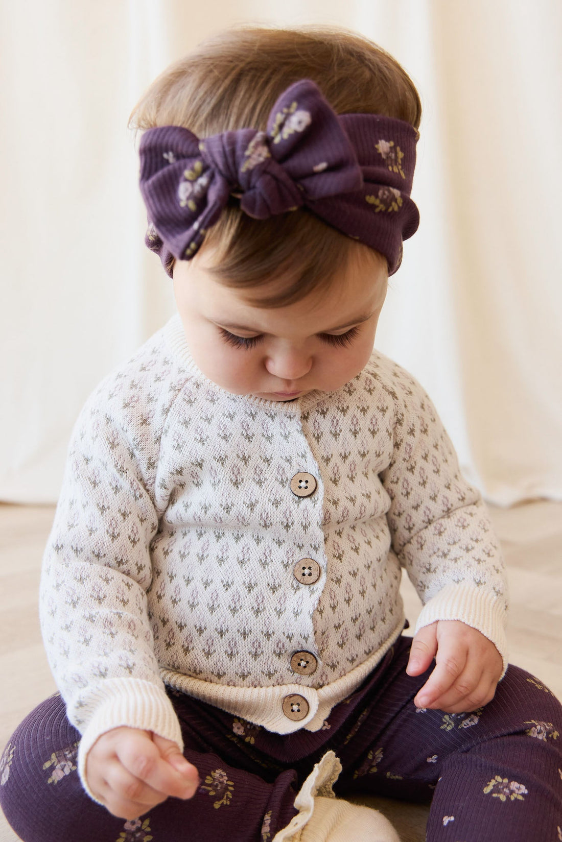 Organic Cotton Fine Rib Headband - Simone Huckleberry Childrens Headband from Jamie Kay USA