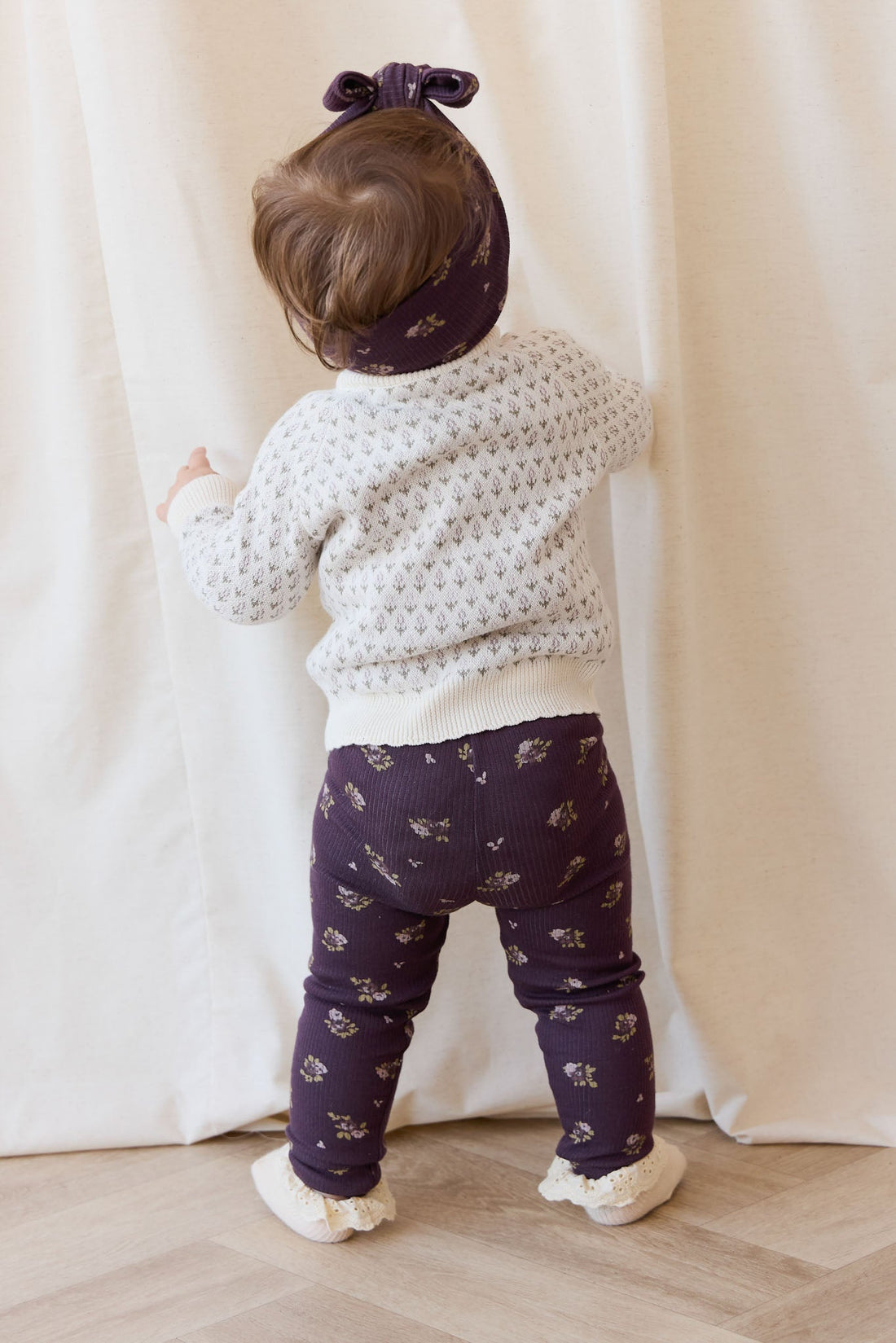 Organic Cotton Fine Rib Legging - Simone Huckleberry Childrens Legging from Jamie Kay USA