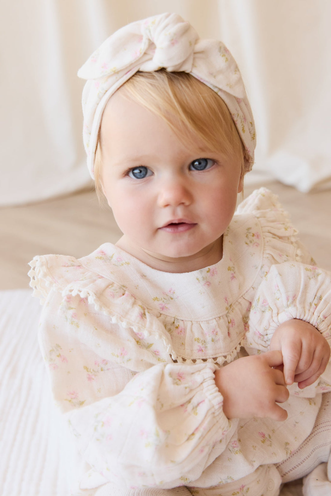 Organic Cotton Muslin Headband - Emelia Pink Childrens Headband from Jamie Kay USA