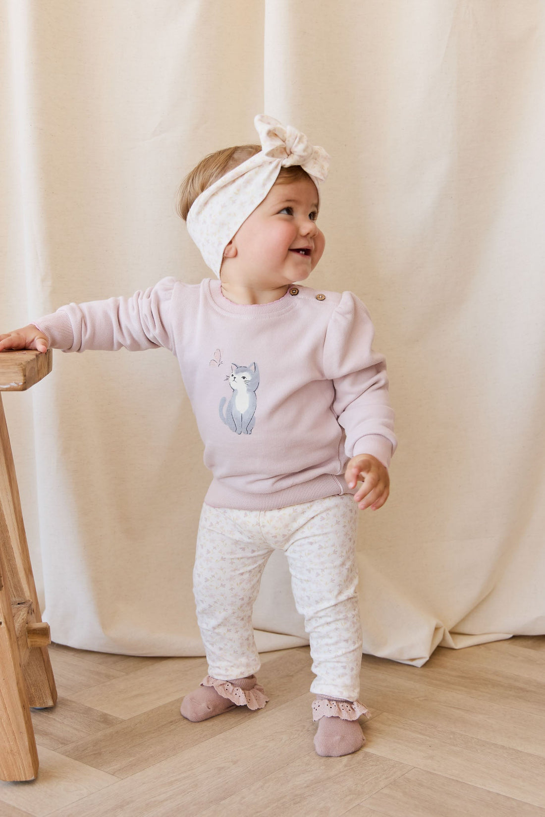 Organic Cotton Monroe Sweatshirt - Little Moon Soft Misty Rose Childrens Top from Jamie Kay USA