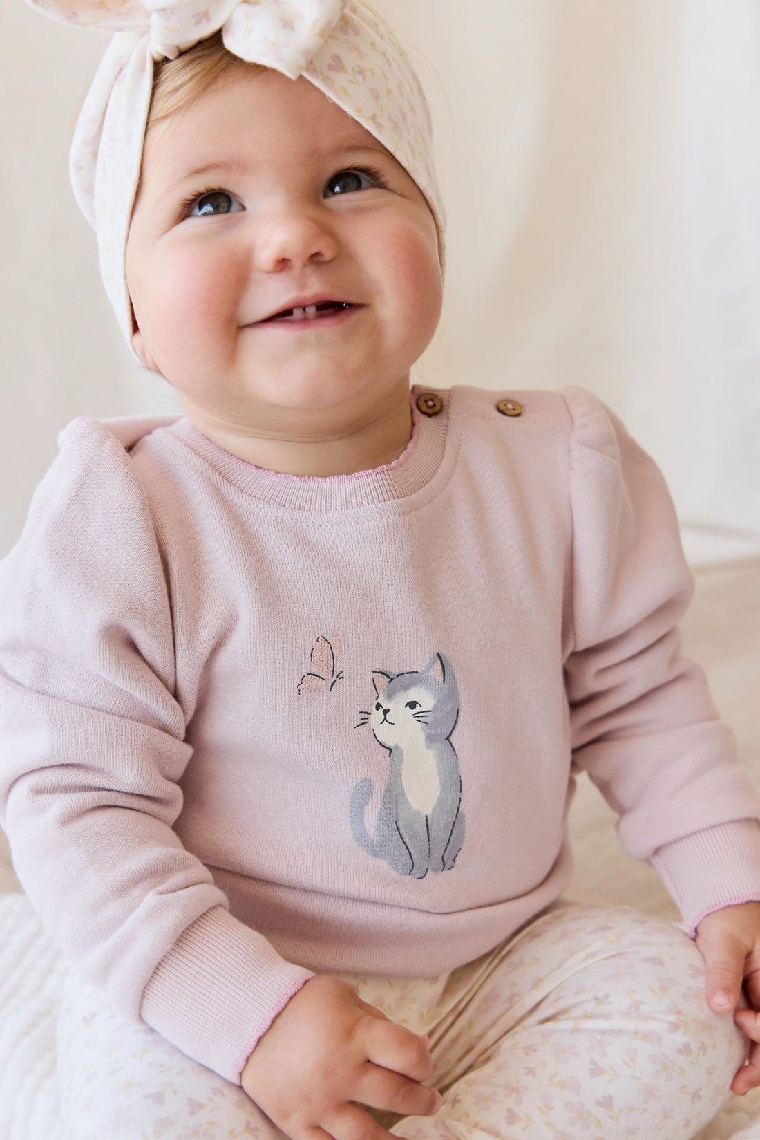Organic Cotton Monroe Sweatshirt - Little Moon Soft Misty Rose Childrens Top from Jamie Kay USA