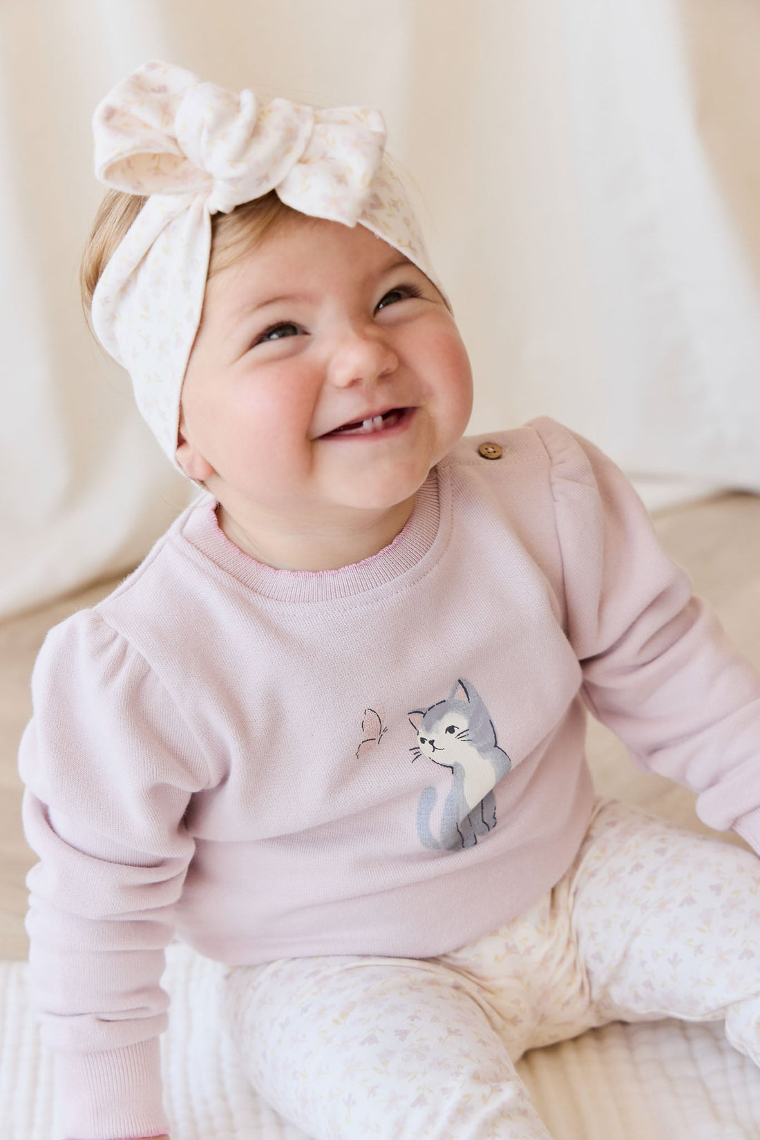 Organic Cotton Monroe Sweatshirt - Little Moon Soft Misty Rose Childrens Top from Jamie Kay USA