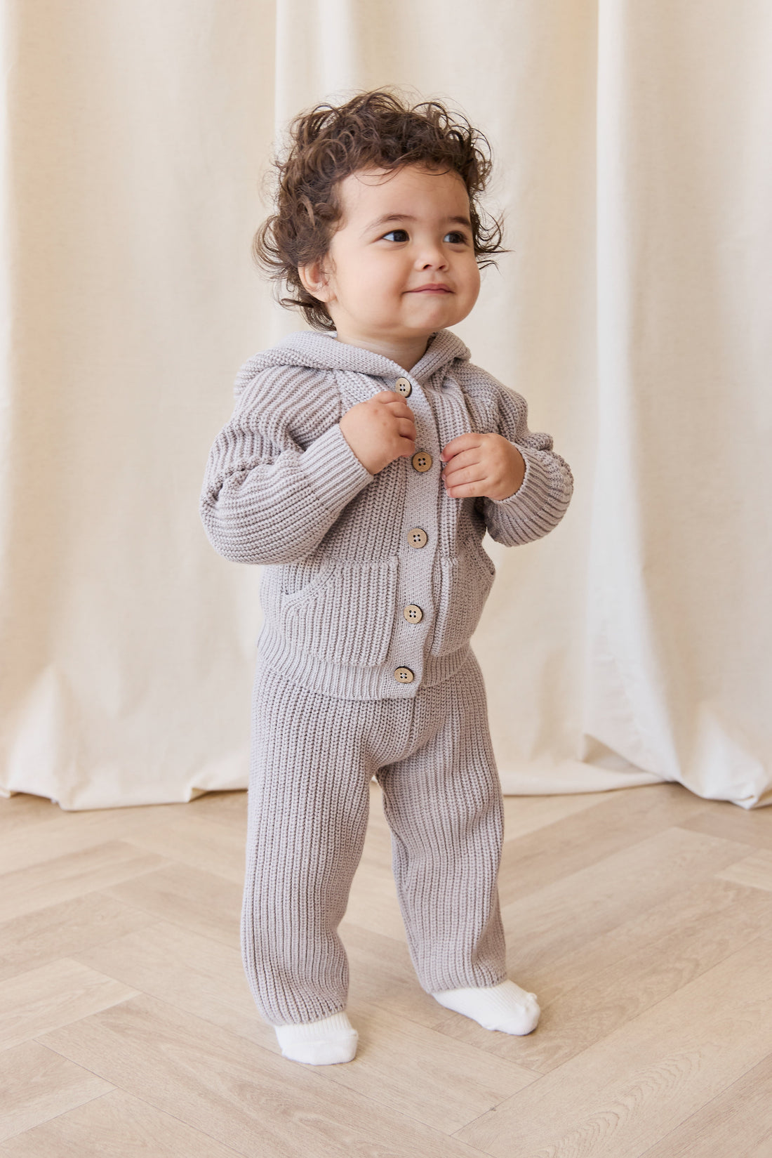 OG Bear Knit - Moleskin Marle Childrens Cardigan from Jamie Kay USA