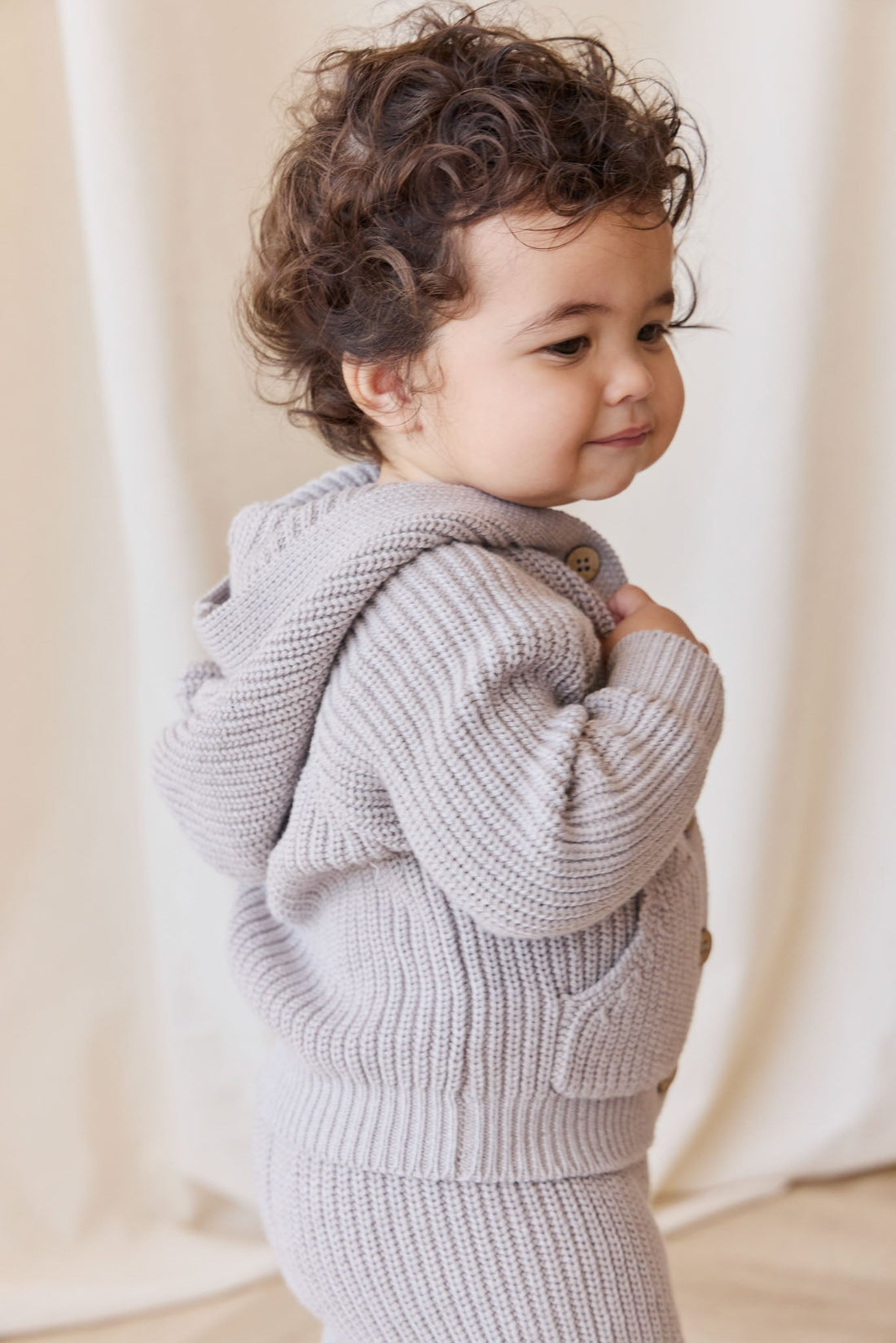 OG Bear Knit - Moleskin Marle Childrens Cardigan from Jamie Kay USA