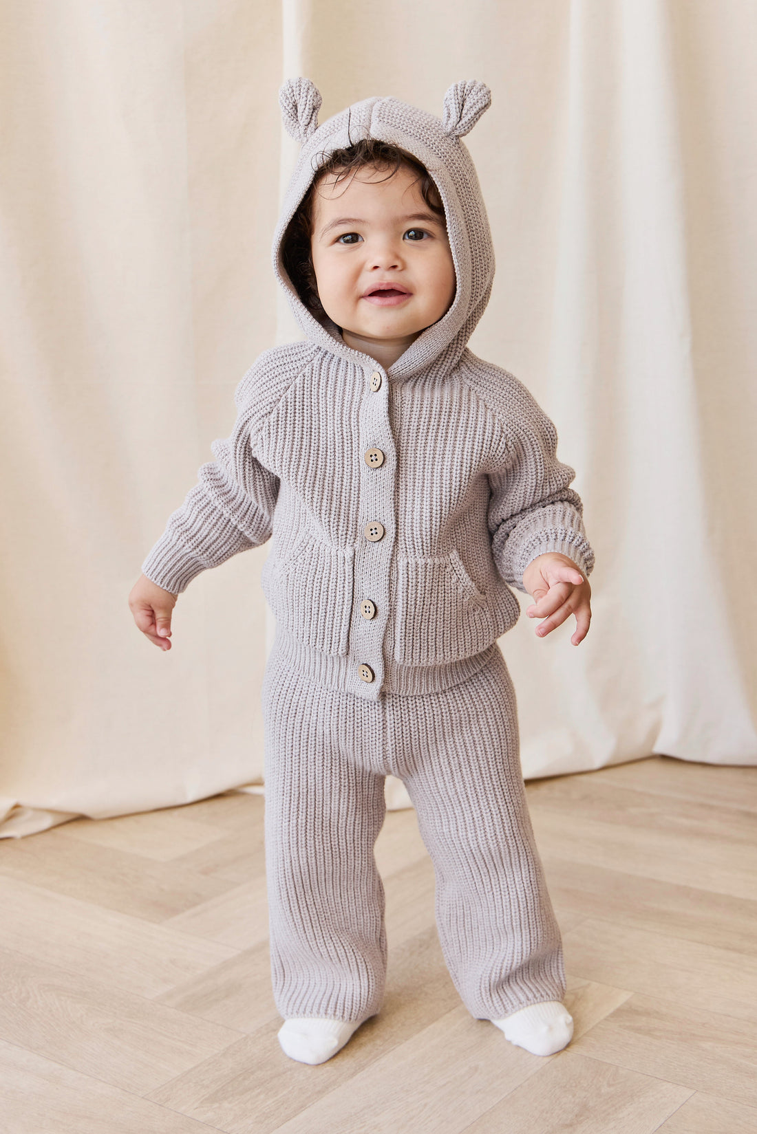 OG Bear Knit - Moleskin Marle Childrens Cardigan from Jamie Kay USA
