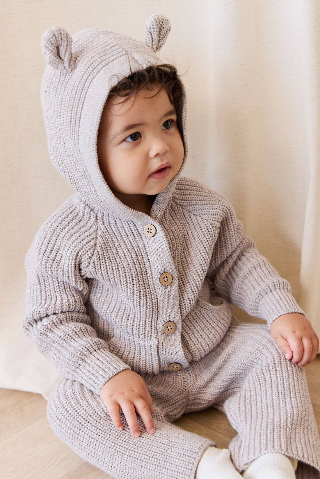 OG Bear Knit - Moleskin Marle Childrens Cardigan from Jamie Kay USA
