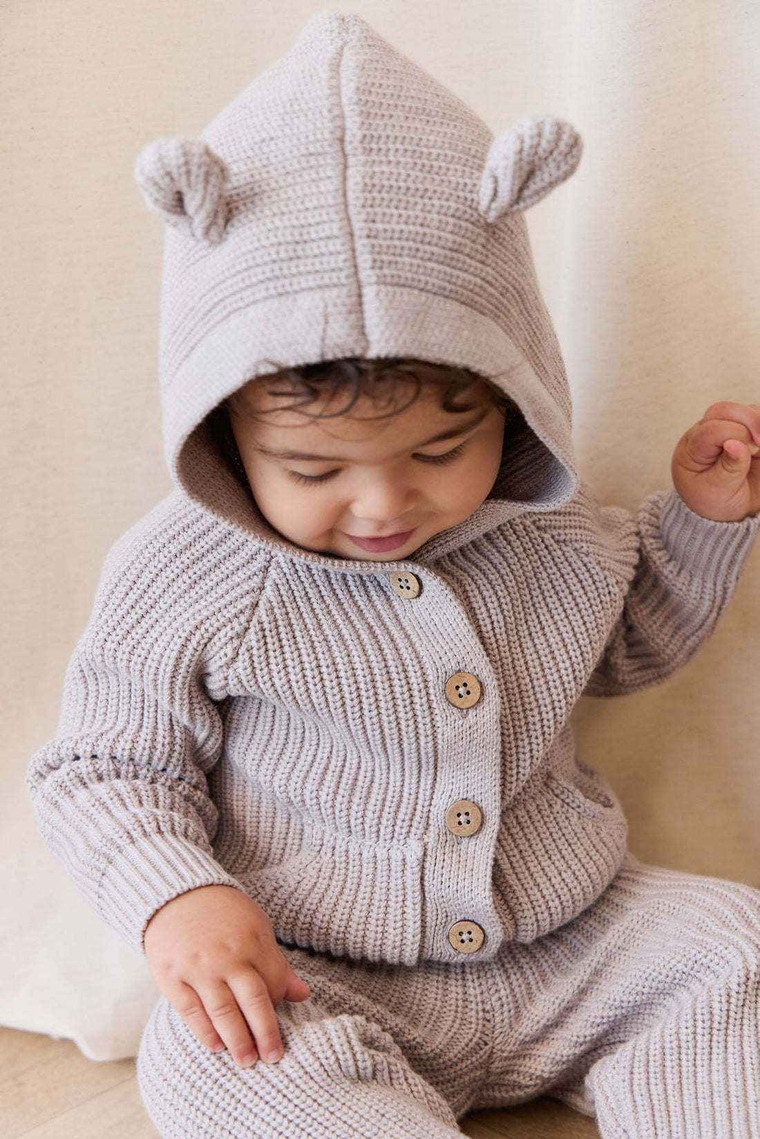 OG Bear Knit - Moleskin Marle Childrens Cardigan from Jamie Kay USA