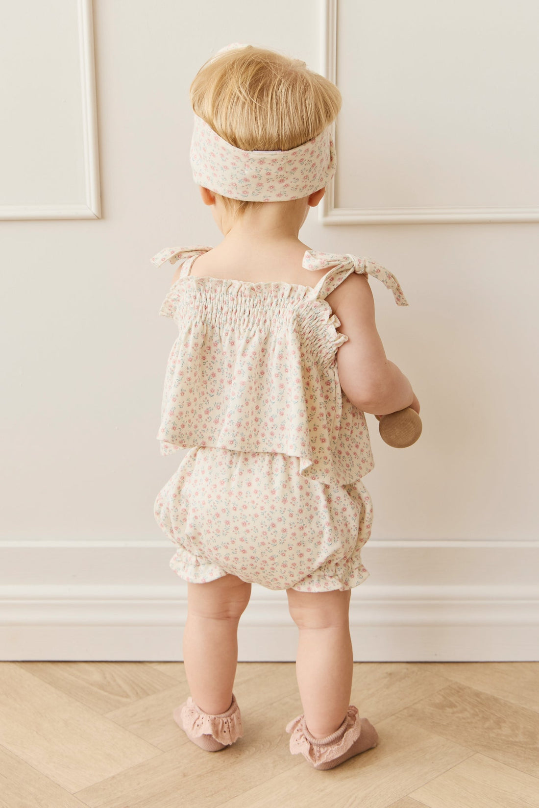 Organic Cotton Frill Bloomer - Posy Garden Pink Childrens Bloomer from Jamie Kay USA