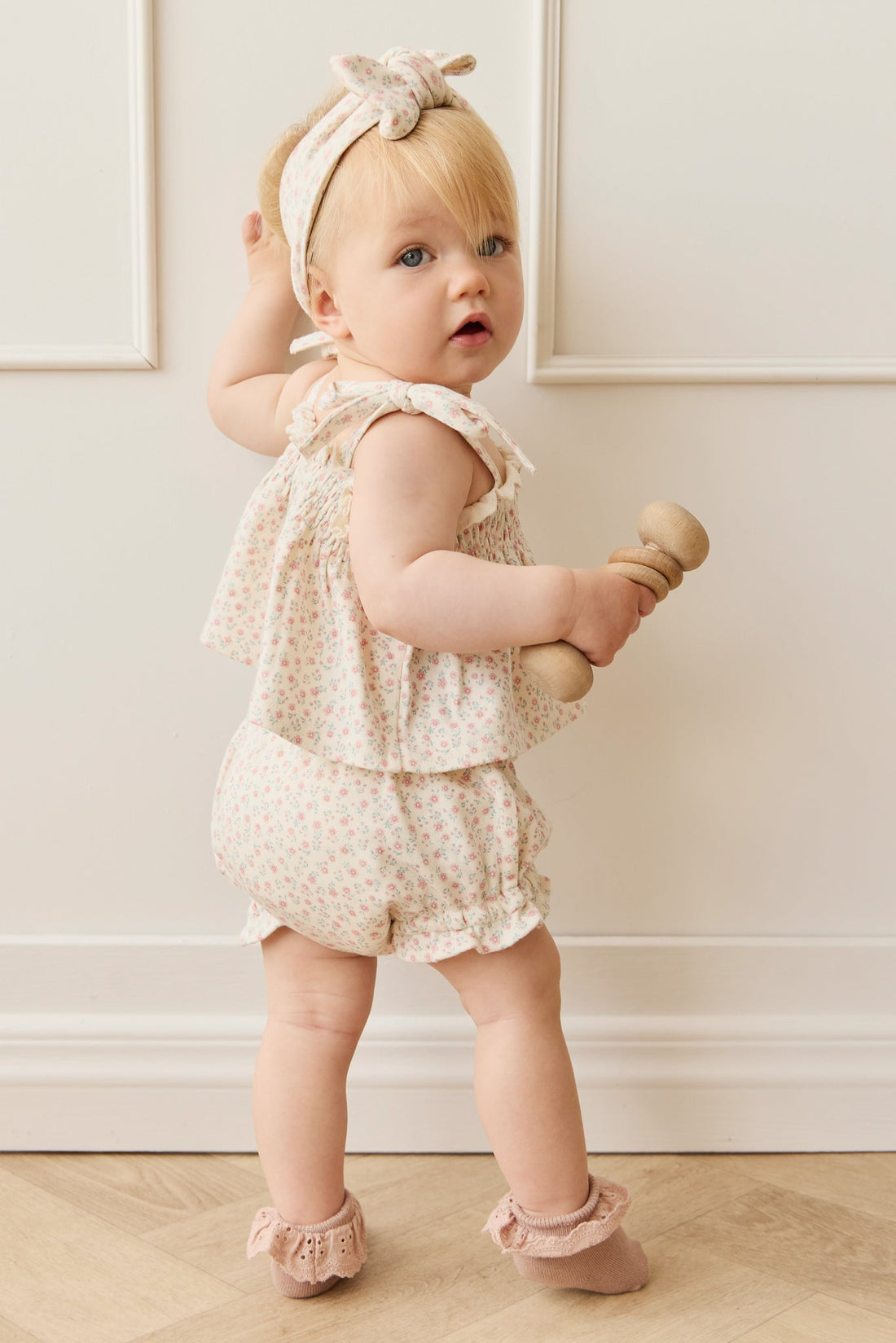 Organic Cotton Emmeline Top - Posy Garden Pink Childrens Top from Jamie Kay USA