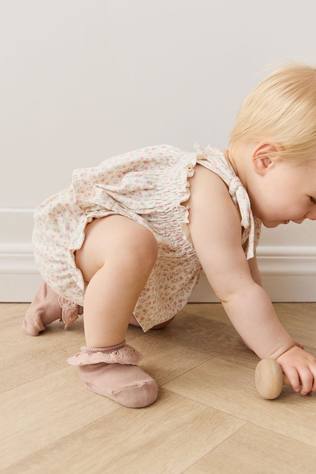 Organic Cotton Frill Bloomer - Posy Garden Pink Childrens Bloomer from Jamie Kay USA