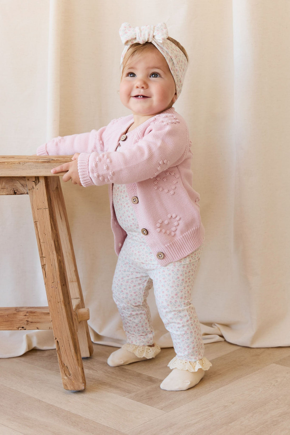 Organic Cotton Everyday Legging - Posy Garden Pink Childrens Legging from Jamie Kay USA