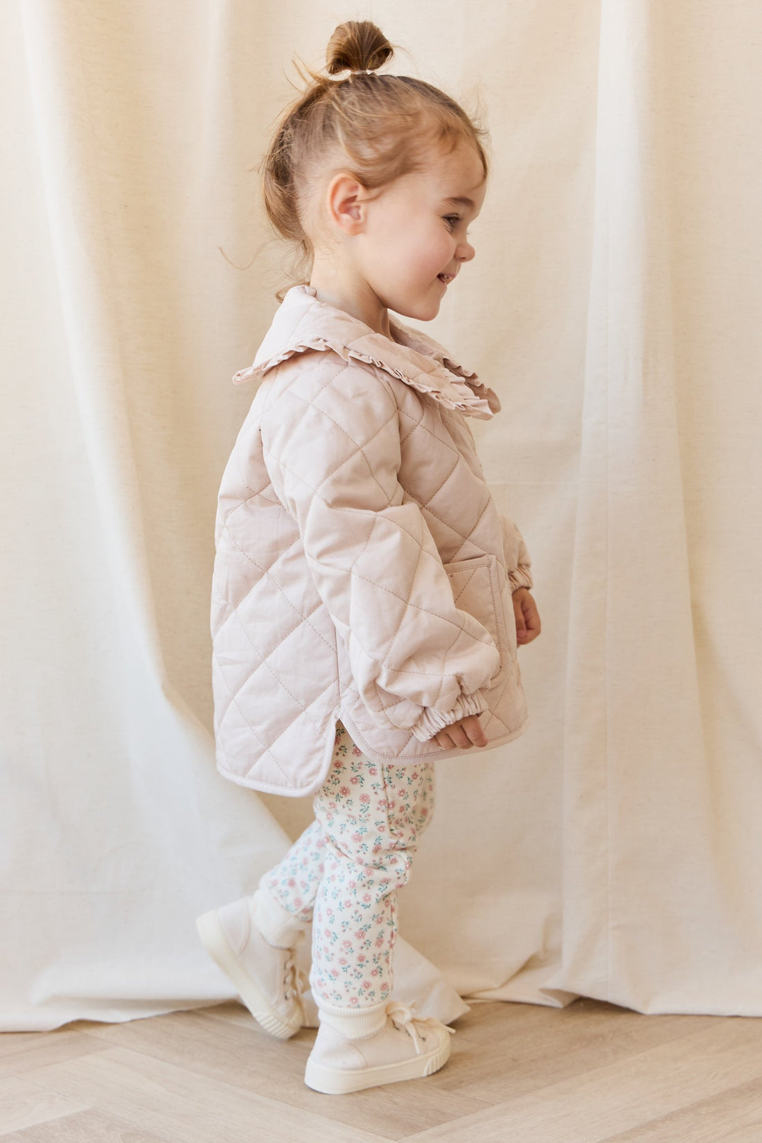 Organic Cotton Lilith Track Pant - Posy Garden Pink Childrens Pant from Jamie Kay USA