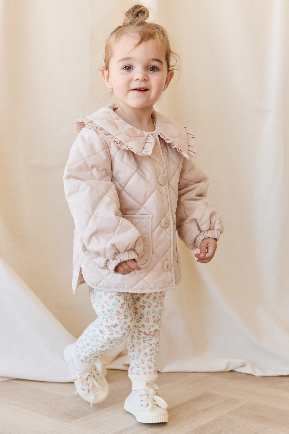 Organic Cotton Lilith Track Pant - Posy Garden Pink Childrens Pant from Jamie Kay USA