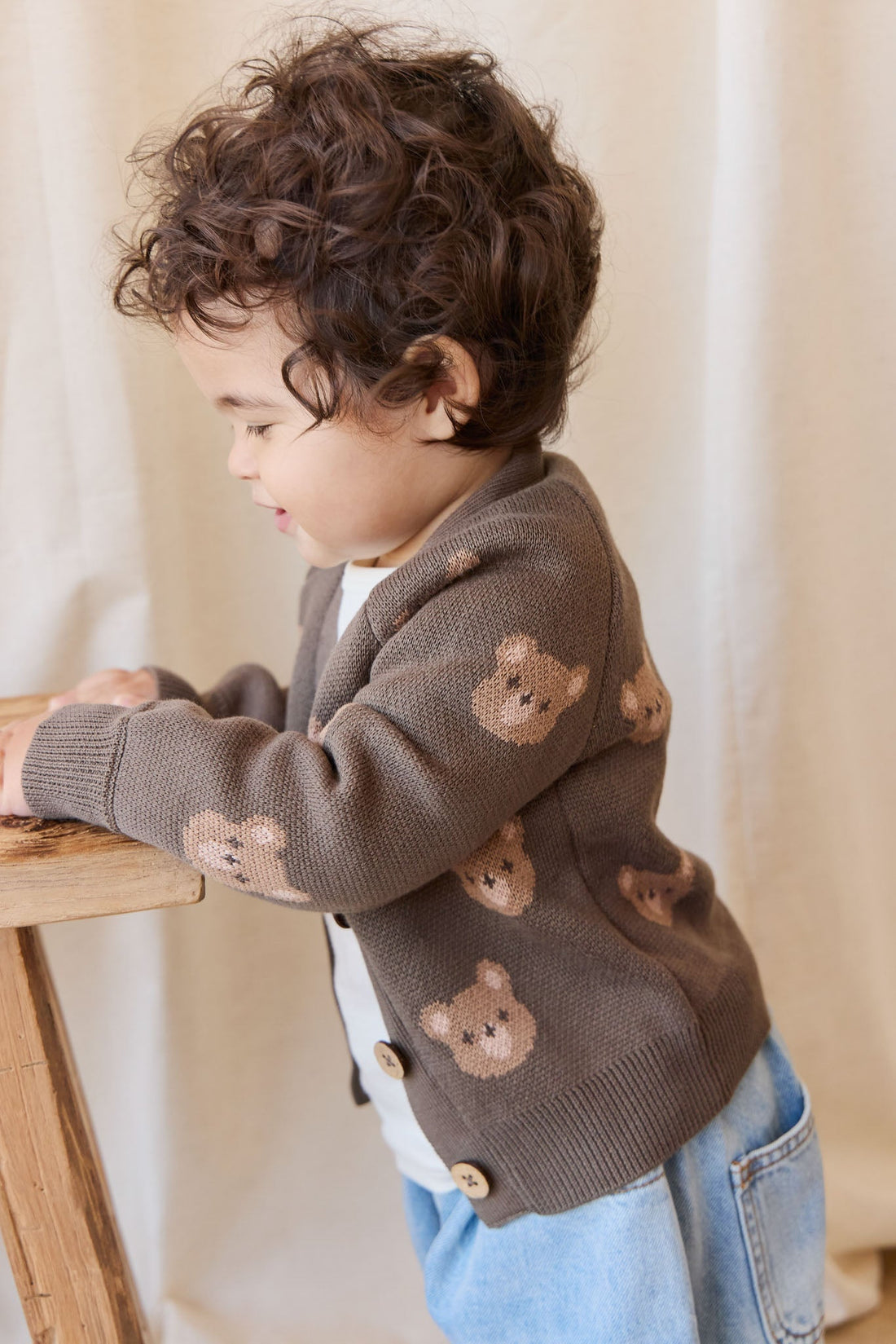 Samuel Cardigan - Bobbie Bear Canteen Childrens Cardigan from Jamie Kay USA