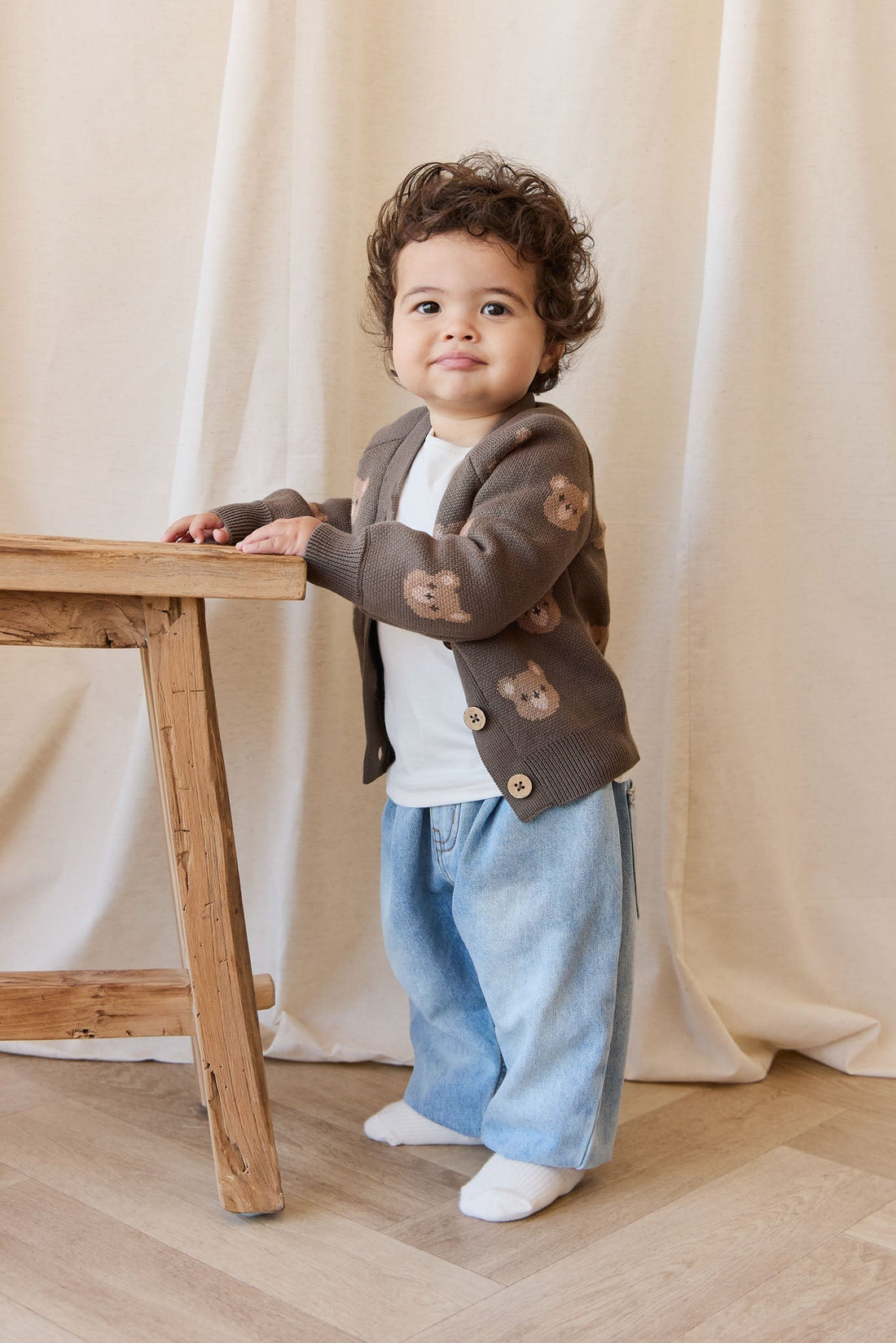 Samuel Cardigan - Bobbie Bear Canteen Childrens Cardigan from Jamie Kay USA