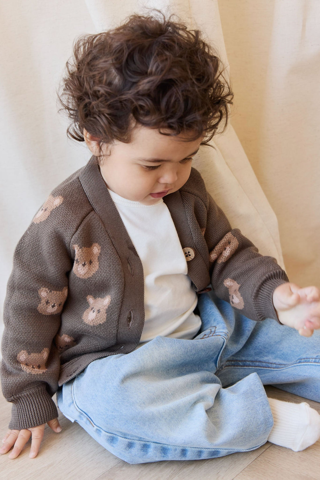Samuel Cardigan - Bobbie Bear Canteen Childrens Cardigan from Jamie Kay USA