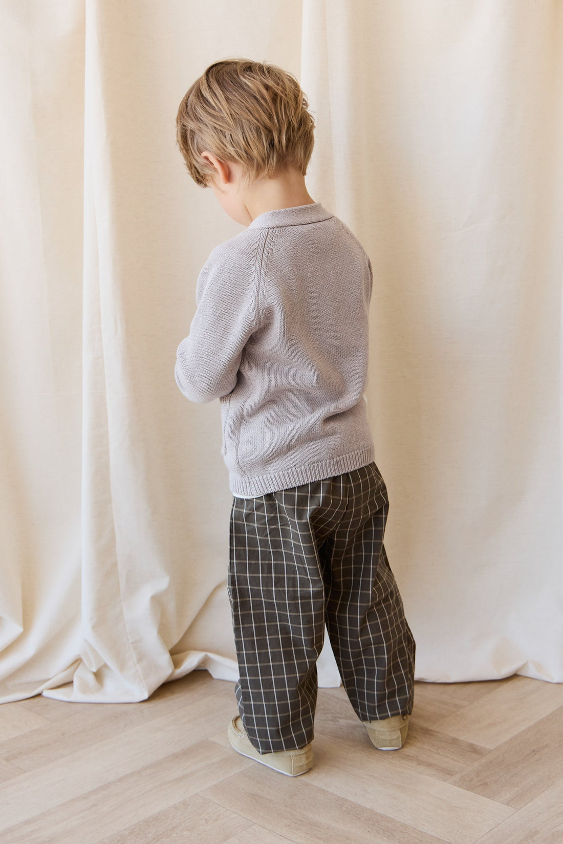 Organic Cotton Kingston Pant - Variegated Grid Tarmac Childrens Pant from Jamie Kay USA