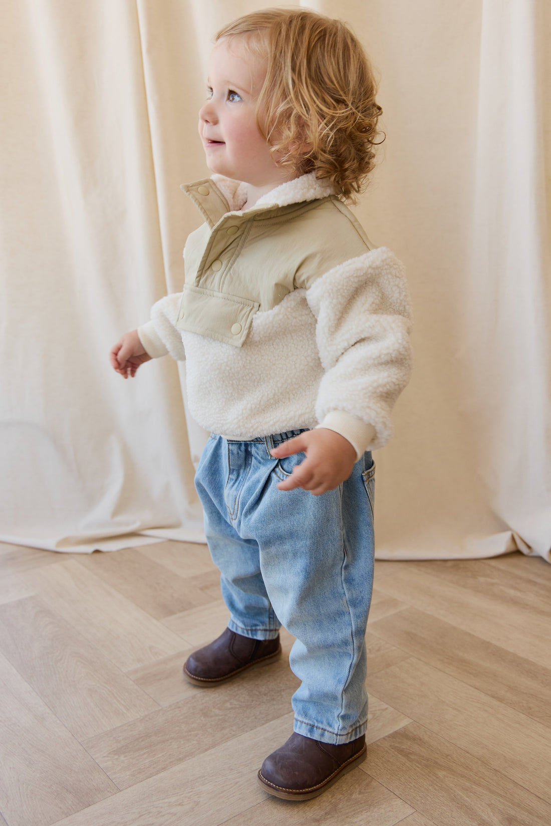 Mackenzie Sherpa Top - Natural/Sandy Brown Childrens Jacket from Jamie Kay USA