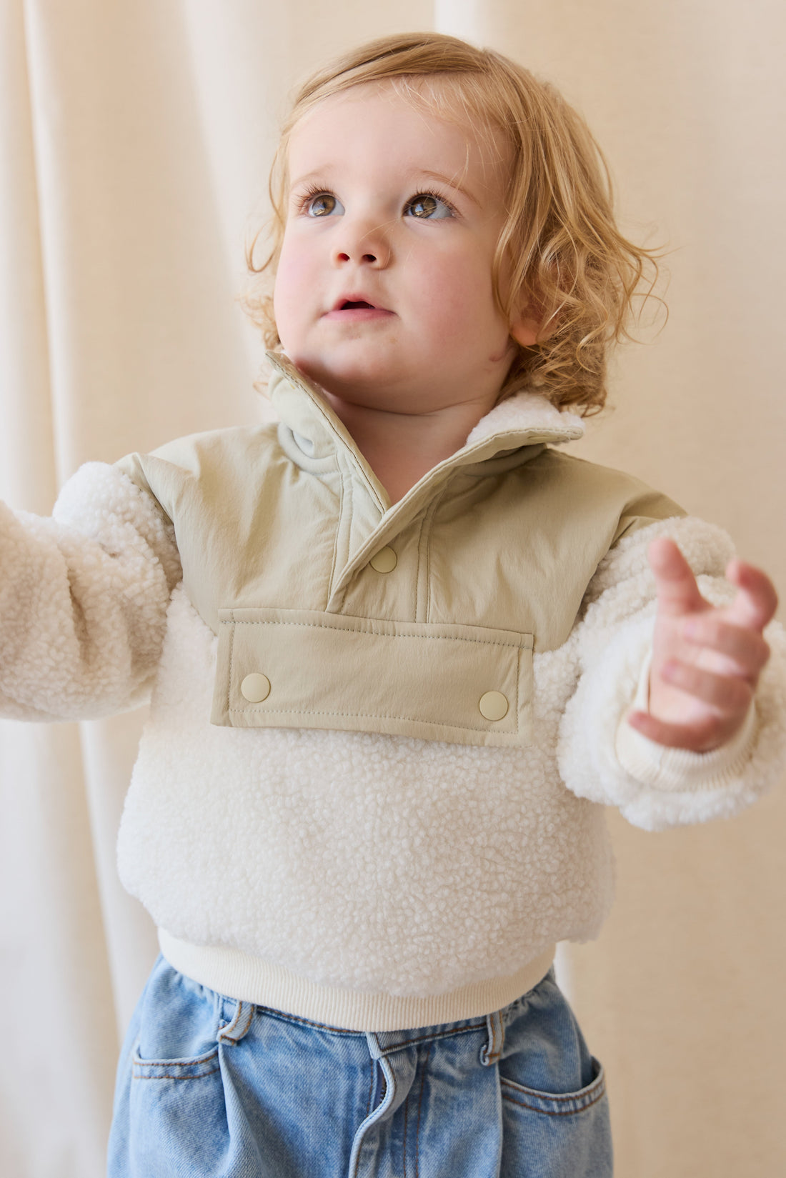 Mackenzie Sherpa Top - Natural/Sandy Brown Childrens Jacket from Jamie Kay USA