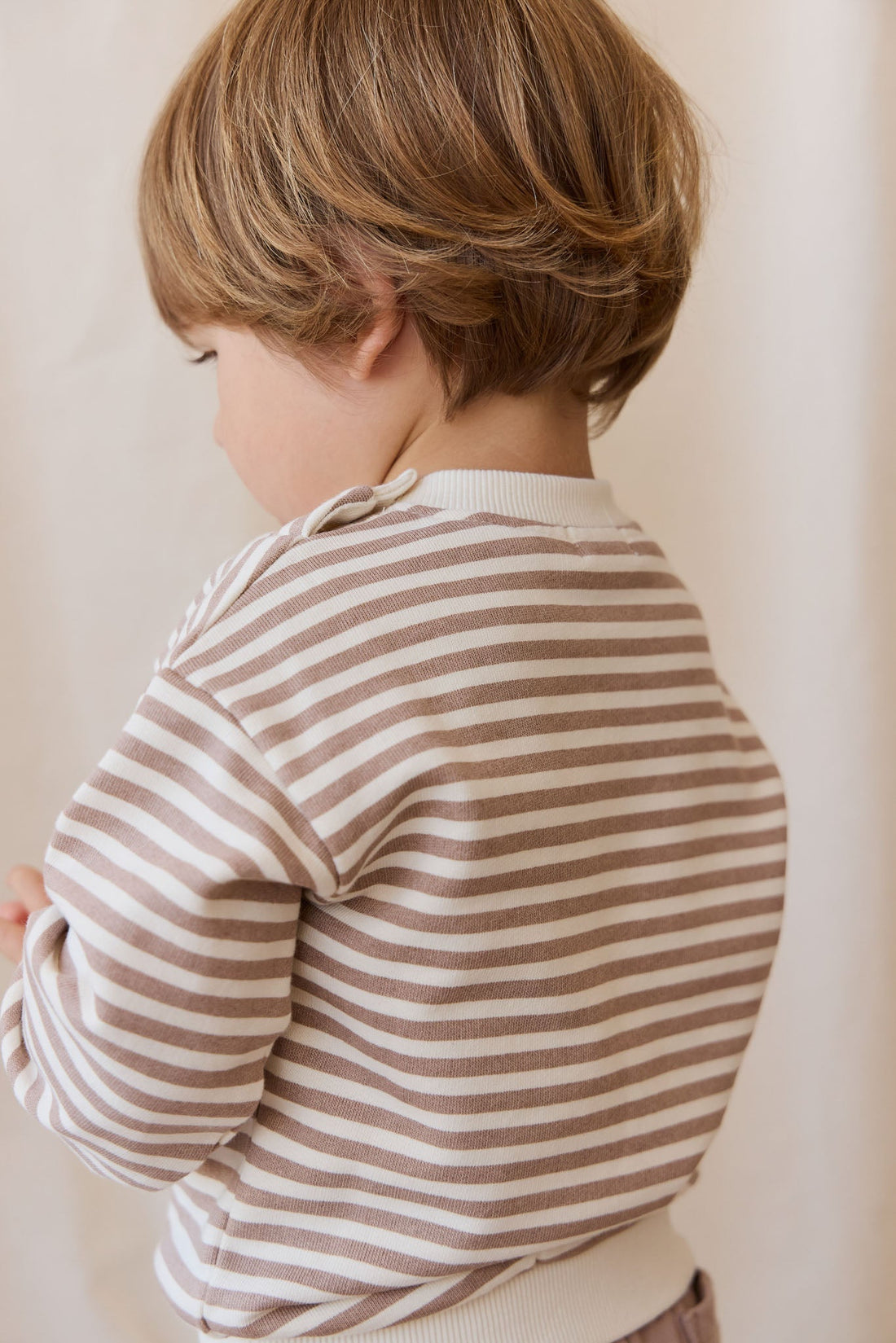 Organic Cotton Peyton Sweatshirt - Standard Stripe Carven Clay/Cloud Childrens Top from Jamie Kay USA