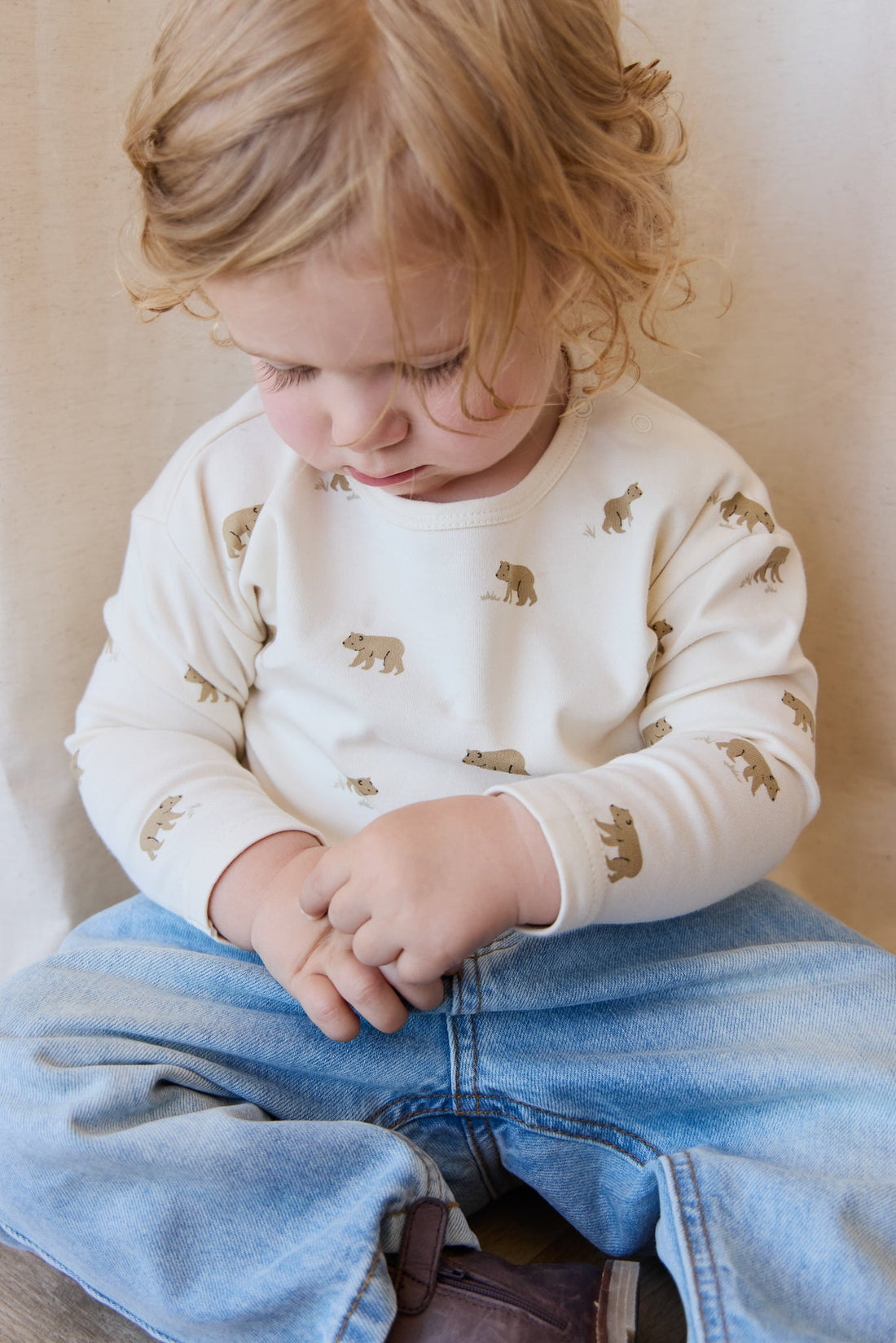 Pima Cotton Arnold Long Sleeve Top - Cub Walk Samoyed Childrens Top from Jamie Kay USA