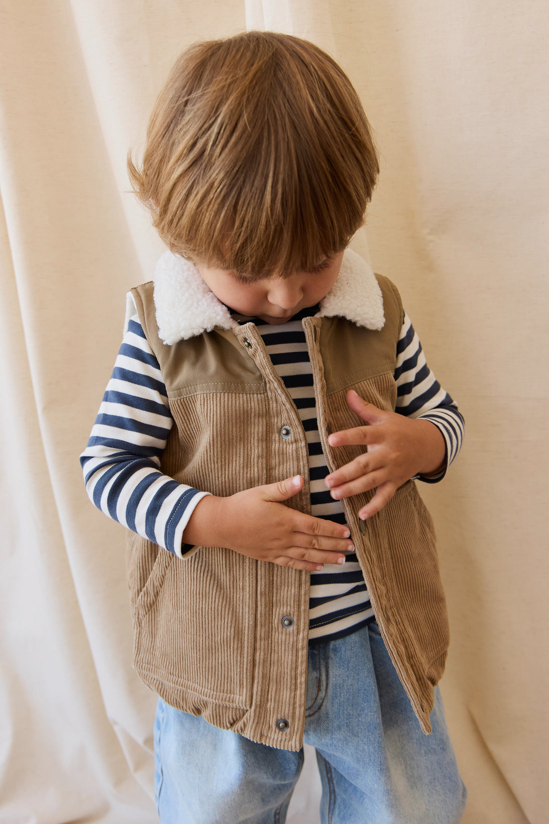 Spencer Vest - Brioche/Pecan Childrens Top from Jamie Kay USA