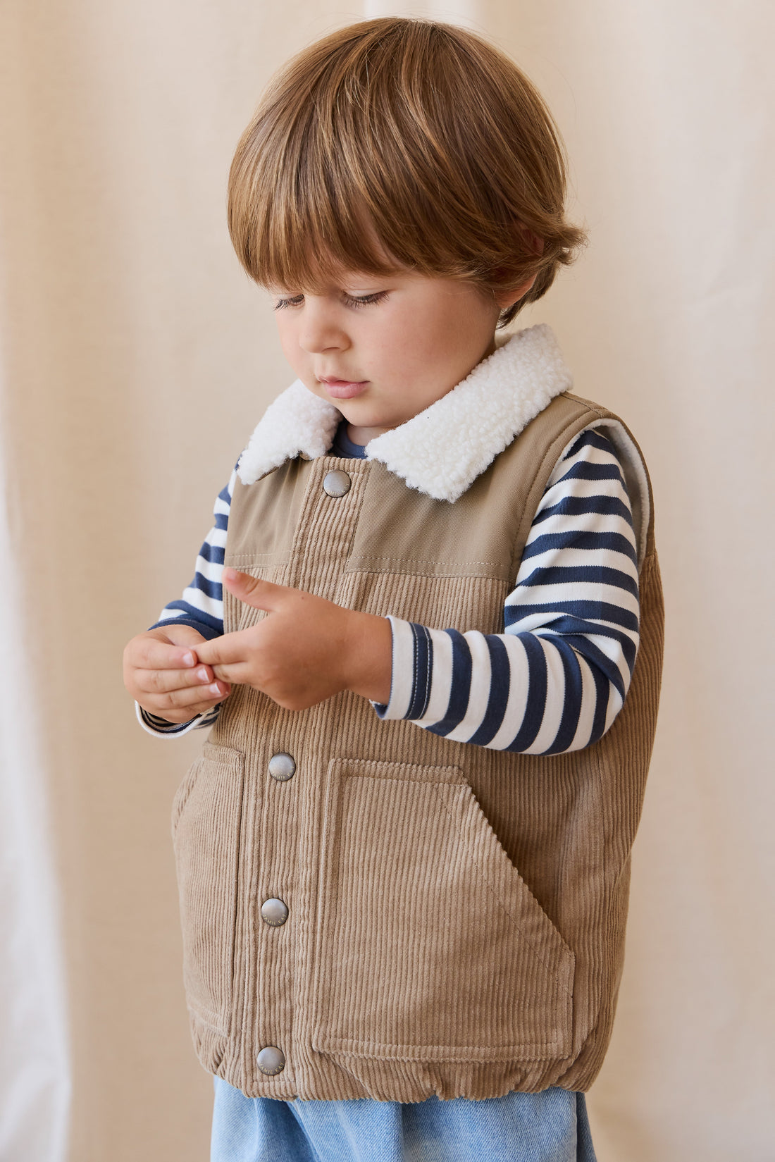 Spencer Vest - Brioche/Pecan Childrens Top from Jamie Kay USA