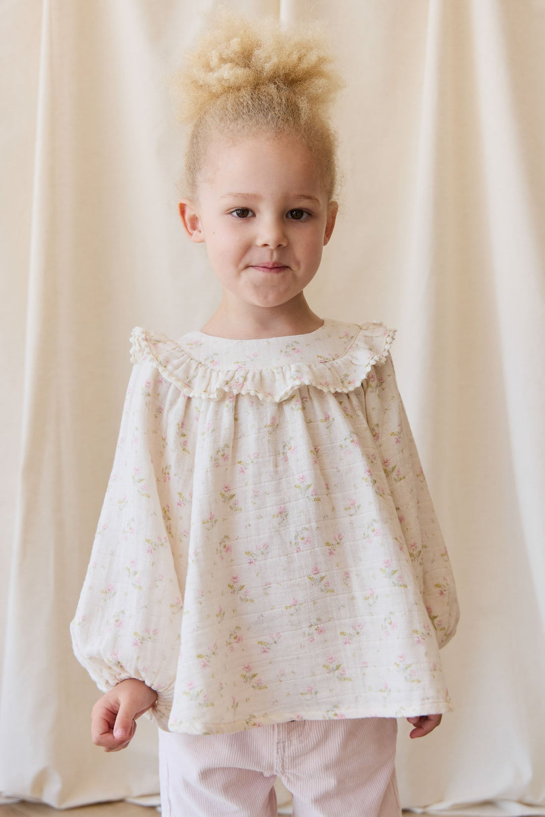 Organic Cotton Muslin Cleo Blouse - Emelia Pink Childrens Top from Jamie Kay USA