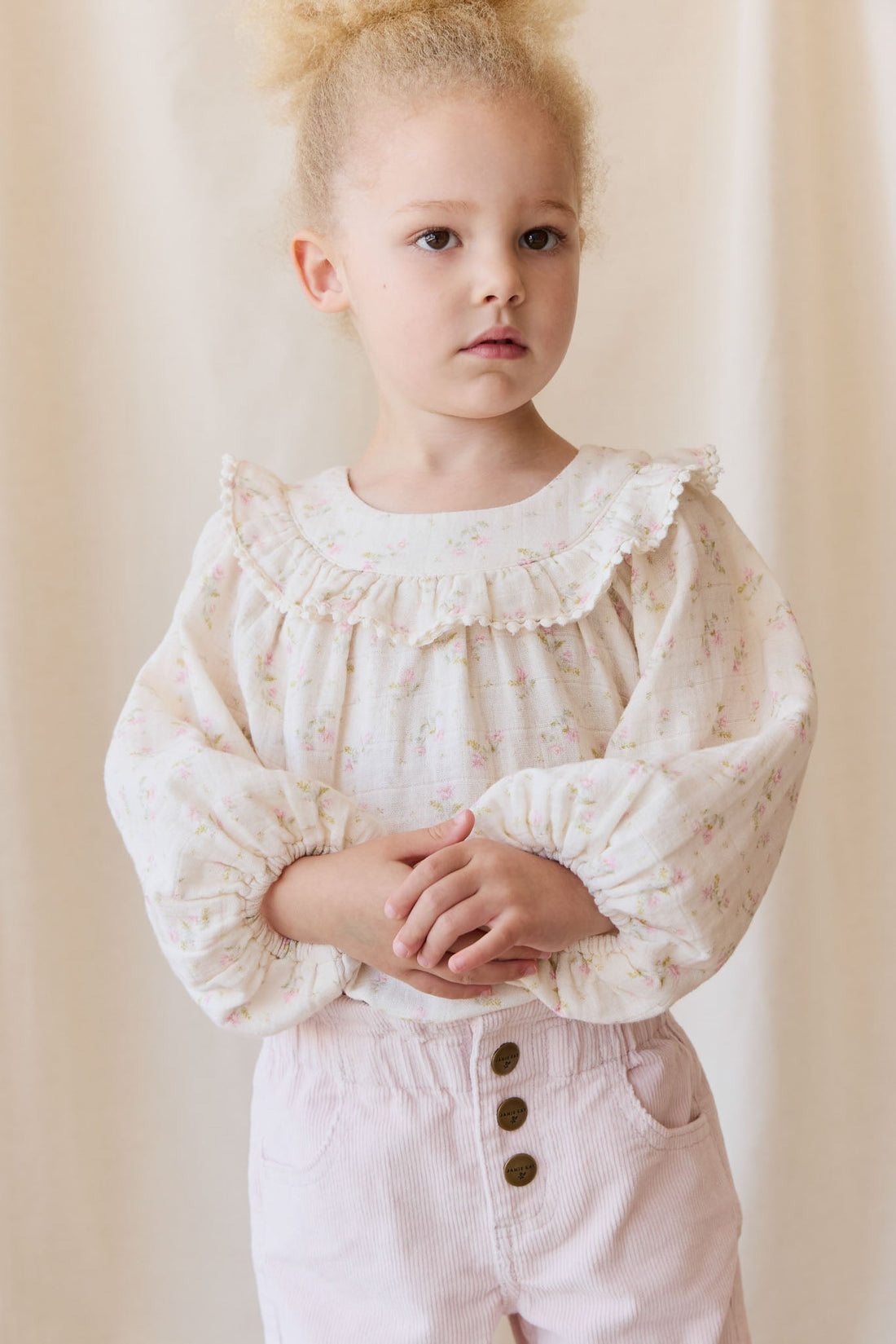 Organic Cotton Muslin Cleo Blouse - Emelia Pink Childrens Top from Jamie Kay USA