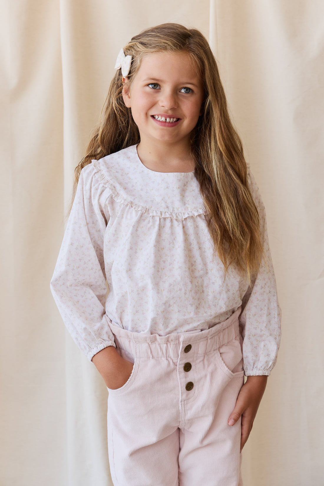 Organic Cotton Amira Blouse - Aries Mauve Childrens Top from Jamie Kay USA