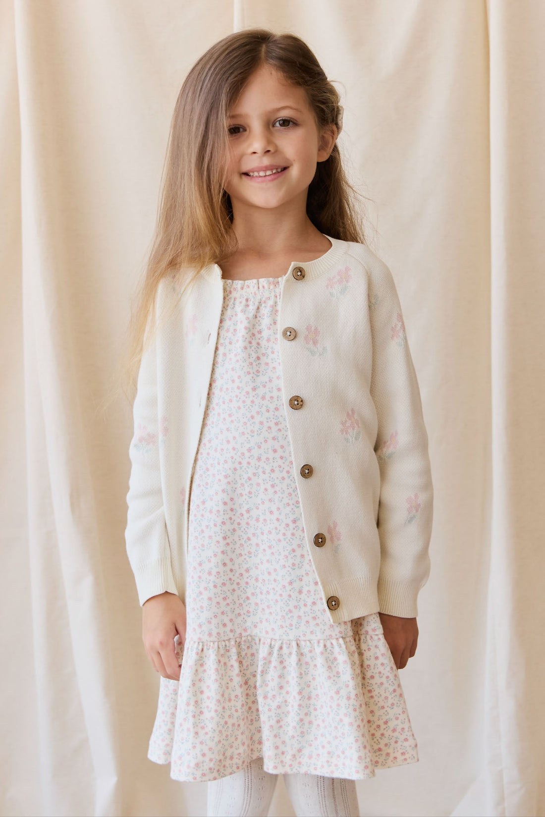 Meadow Cardigan - Larissa Egret Childrens Cardigan from Jamie Kay USA