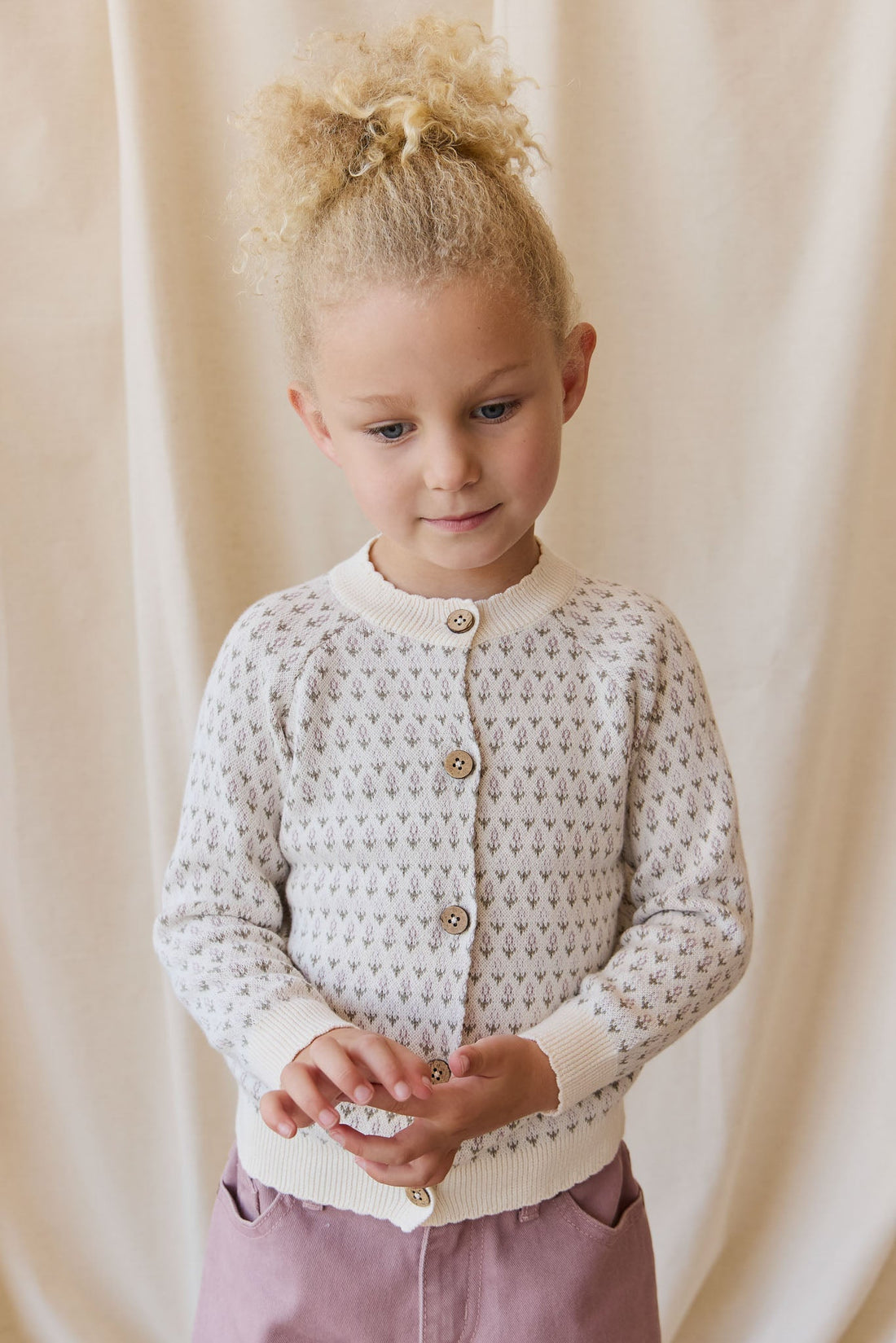 Savannah Jacquard Cardigan - Sheer Pink Childrens Cardigan from Jamie Kay USA