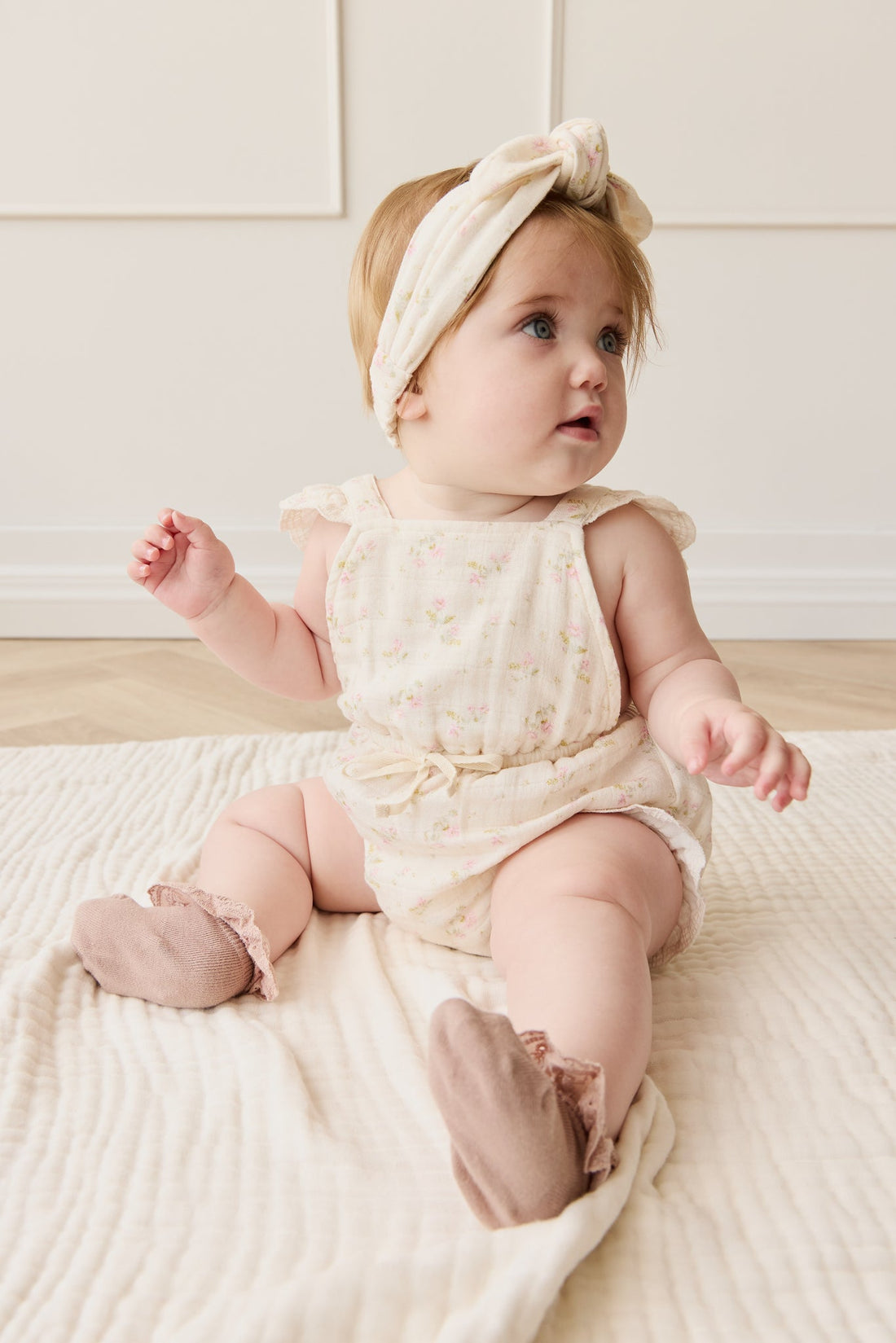 Organic Cotton Muslin Luciana Playsuit - Emelia Pink Childrens Playsuit from Jamie Kay USA