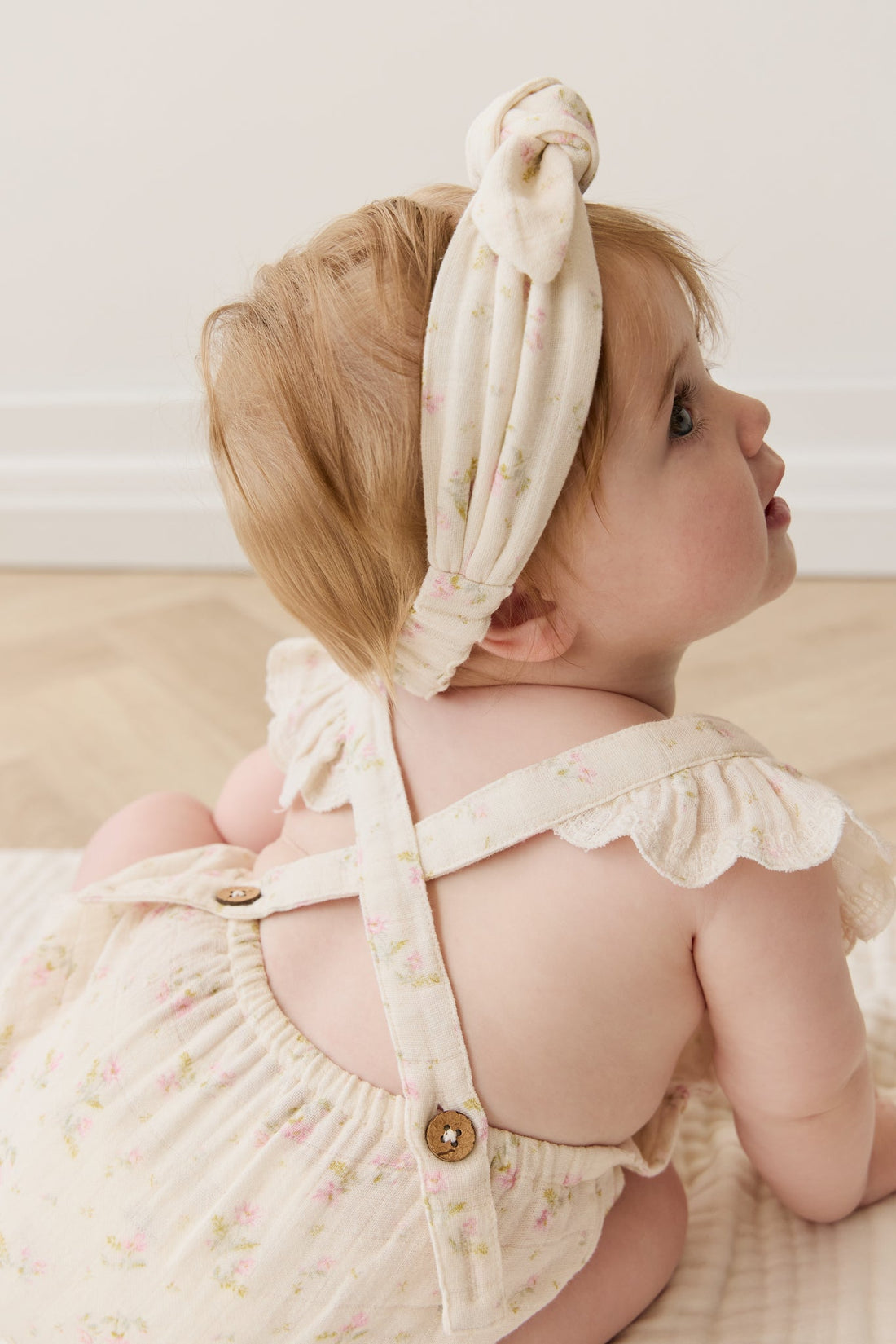 Organic Cotton Muslin Luciana Playsuit - Emelia Pink Childrens Playsuit from Jamie Kay USA