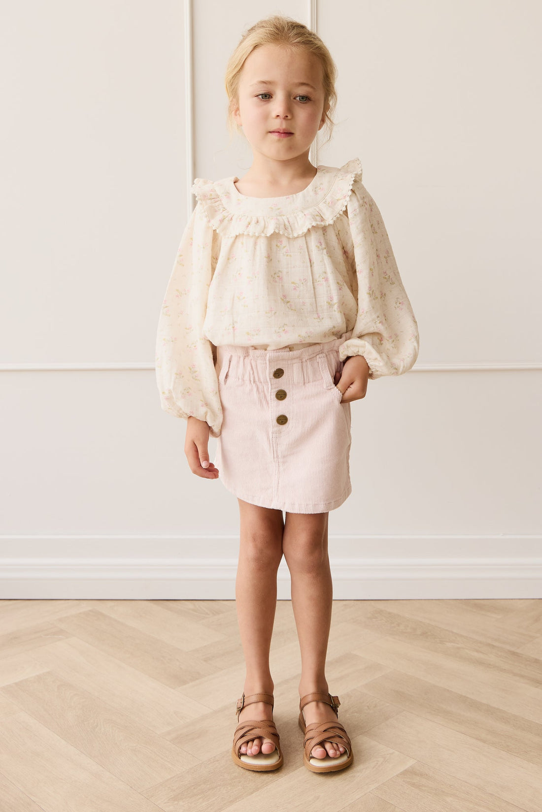Organic Cotton Muslin Cleo Blouse - Emelia Pink Childrens Top from Jamie Kay USA