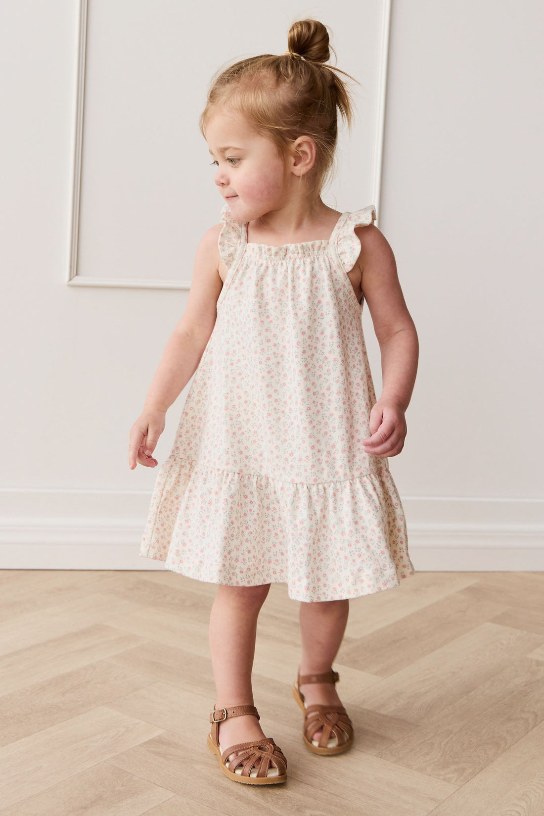 Organic Cotton Nelly Dress - Posy Garden Pink Childrens Dress from Jamie Kay USA