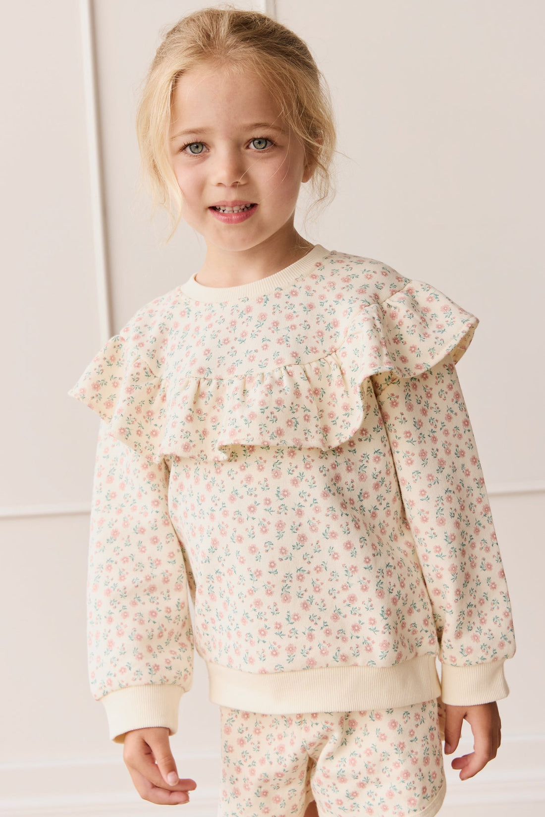 Organic Cotton Mckinley Sweatshirt - Posy Garden Pink Childrens Top from Jamie Kay USA