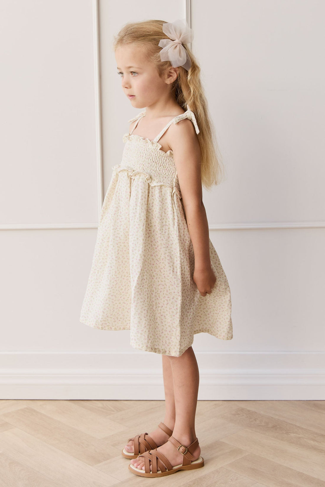 Organic Cotton Muslin Cleo Dress - Pippa Pink Childrens Dress from Jamie Kay USA