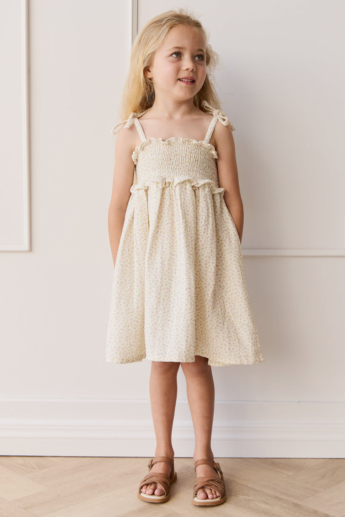 Organic Cotton Muslin Cleo Dress - Pippa Pink Childrens Dress from Jamie Kay USA