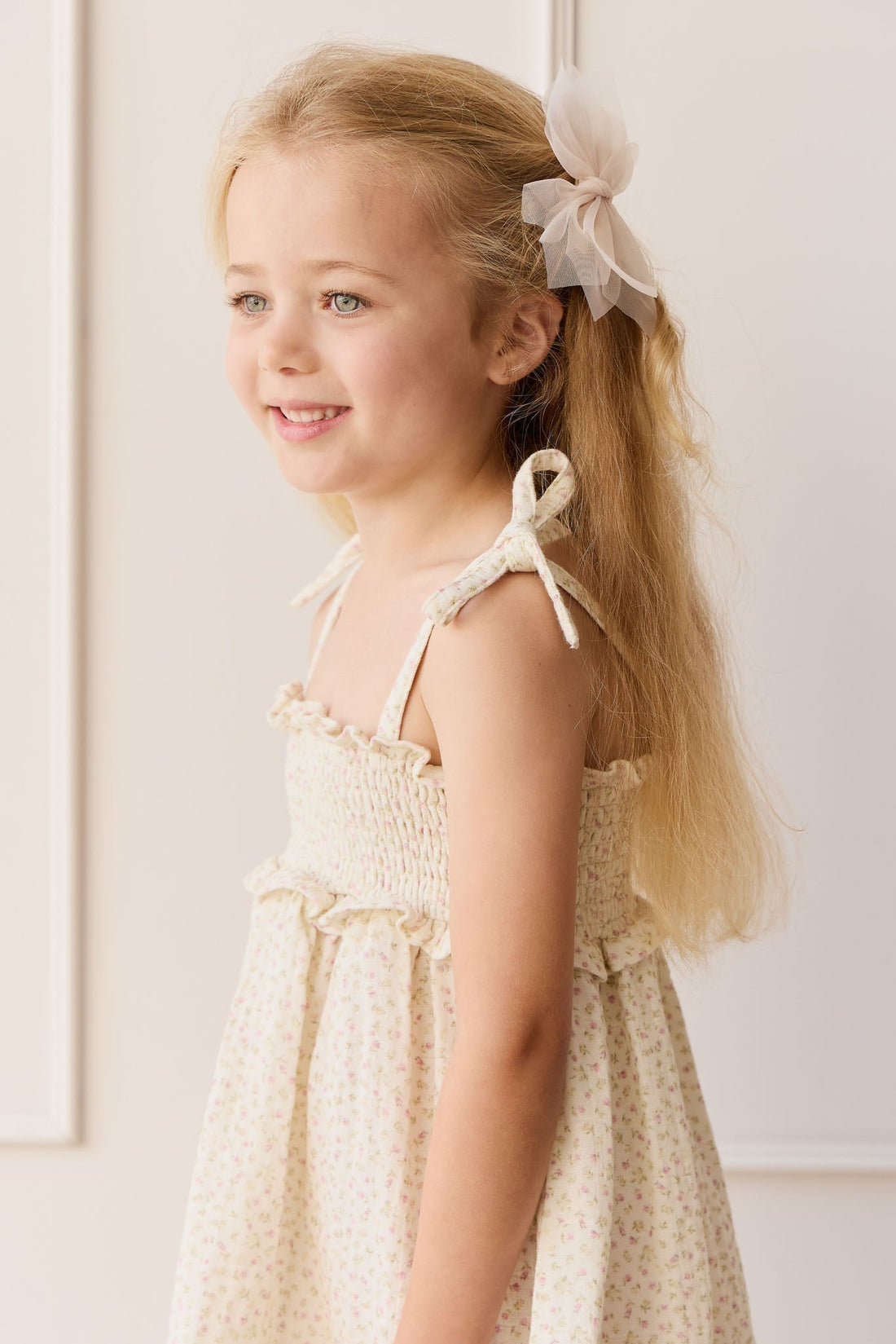 Organic Cotton Muslin Cleo Dress - Pippa Pink Childrens Dress from Jamie Kay USA