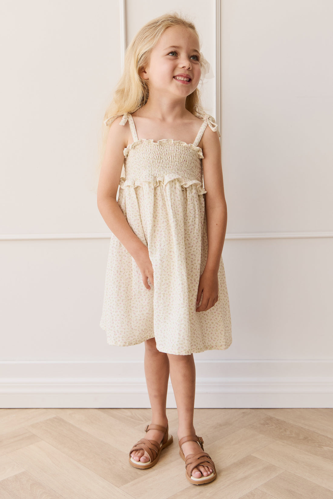 Organic Cotton Muslin Cleo Dress - Pippa Pink Childrens Dress from Jamie Kay USA