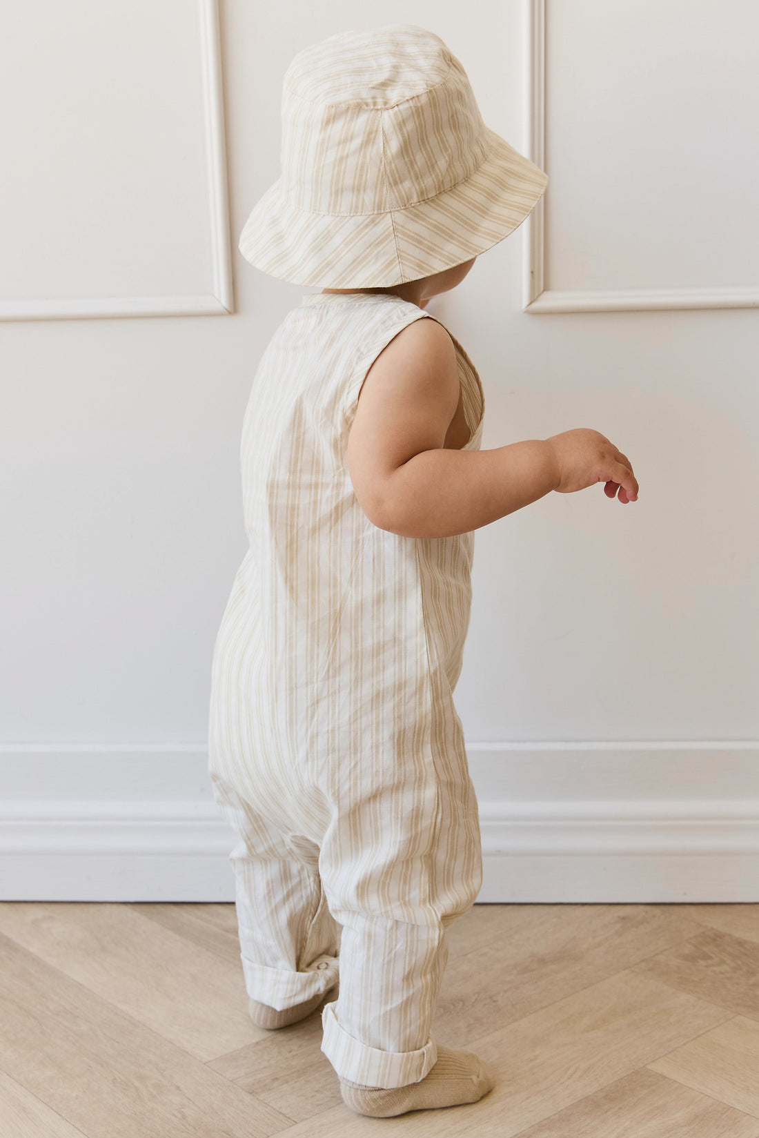 Organic Cotton Milo Jumpsuit - Variegated Stripe Foam Childrens Jumpsuit from Jamie Kay USA
