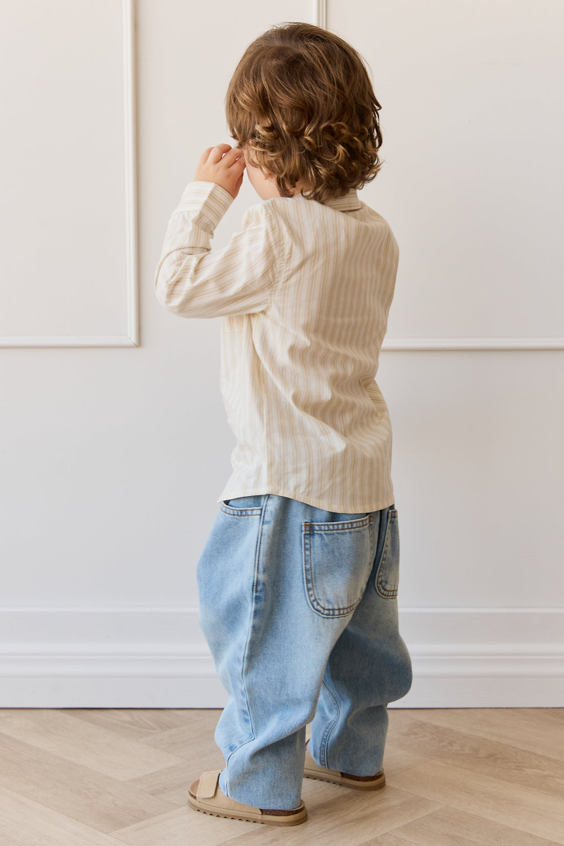 Organic Cotton Isaiah Shirt - Variegated Stripe Foam Childrens Shirt from Jamie Kay USA